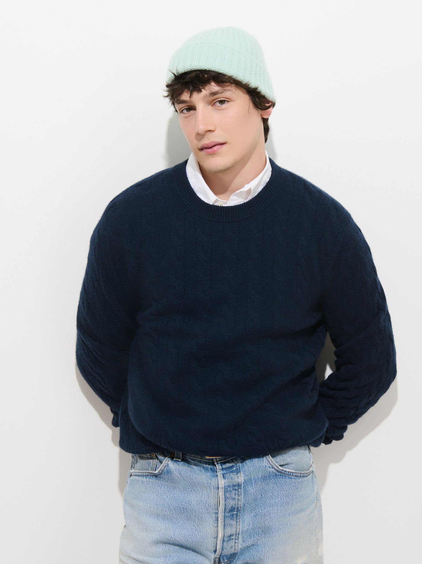 Kingston Cable Sweater in Washed Cashmere