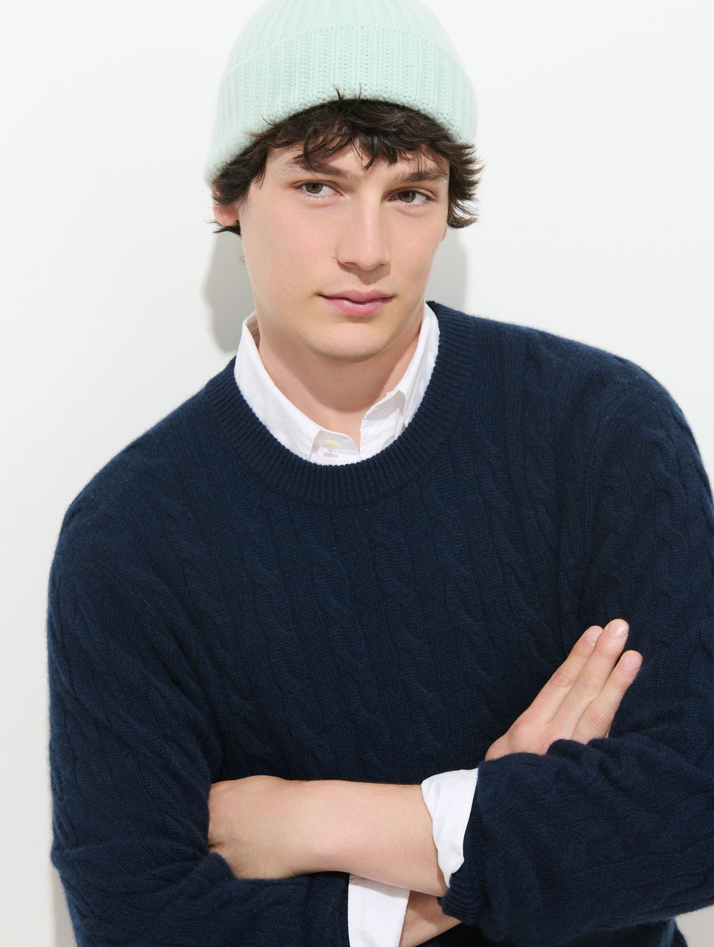 Redford Cable Sweater in Washed Cashmere