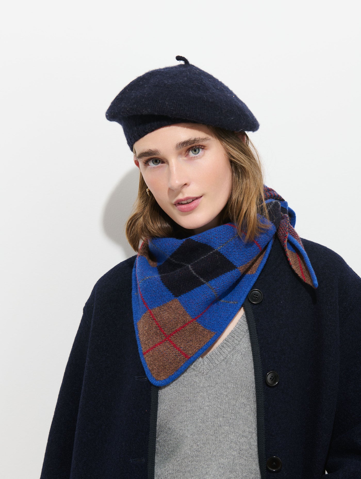 Flynn Argyle Handkerchief Scarf in Wool