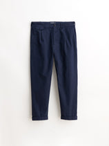 Standard Pleated Pant In Chino In Dark Navy