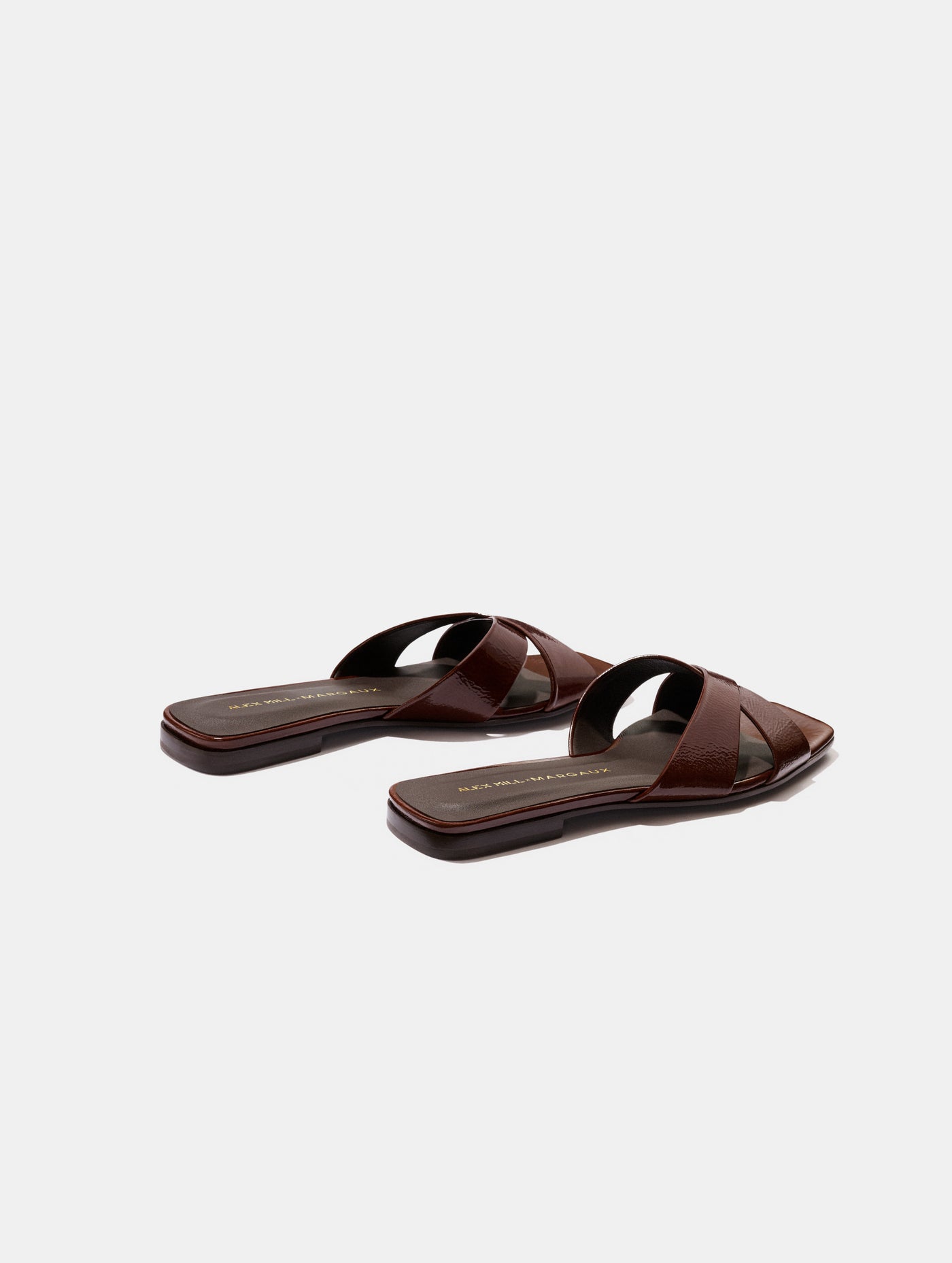 Alex Mill x Margaux: The Selene Flat Sandal - Espresso Crinkle Patent