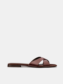 Alex Mill x Margaux: The Selene Flat Sandal - Espresso Crinkle Patent