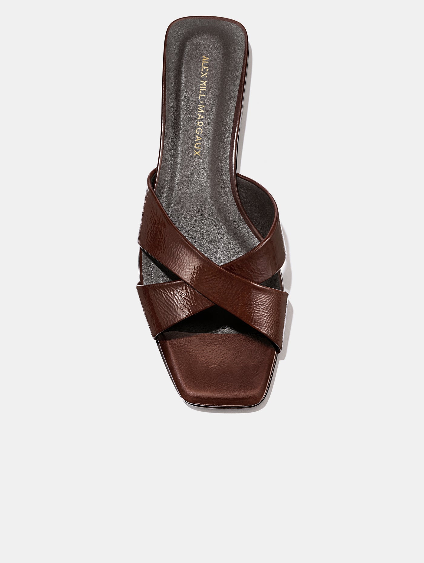 Alex Mill x Margaux: The Selene Flat Sandal - Espresso Crinkle Patent