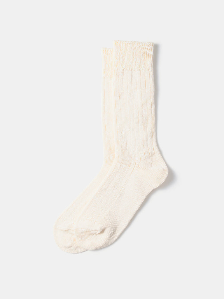 RoToTo Linen Cotton Ribbed Crew Socks