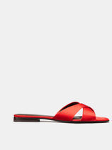 Alex Mill x Margaux: The Selene Flat Sandal - Poppy Satin