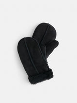 Owen Barry Mittens In Suede Shearling In Black