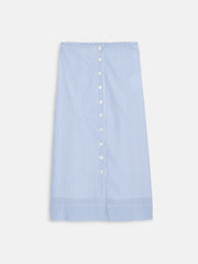 Striped Button Front Skirt In Seersucker In Blue White
