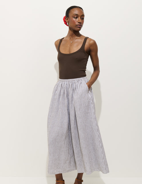 Sarah Striped Skirt In Linen