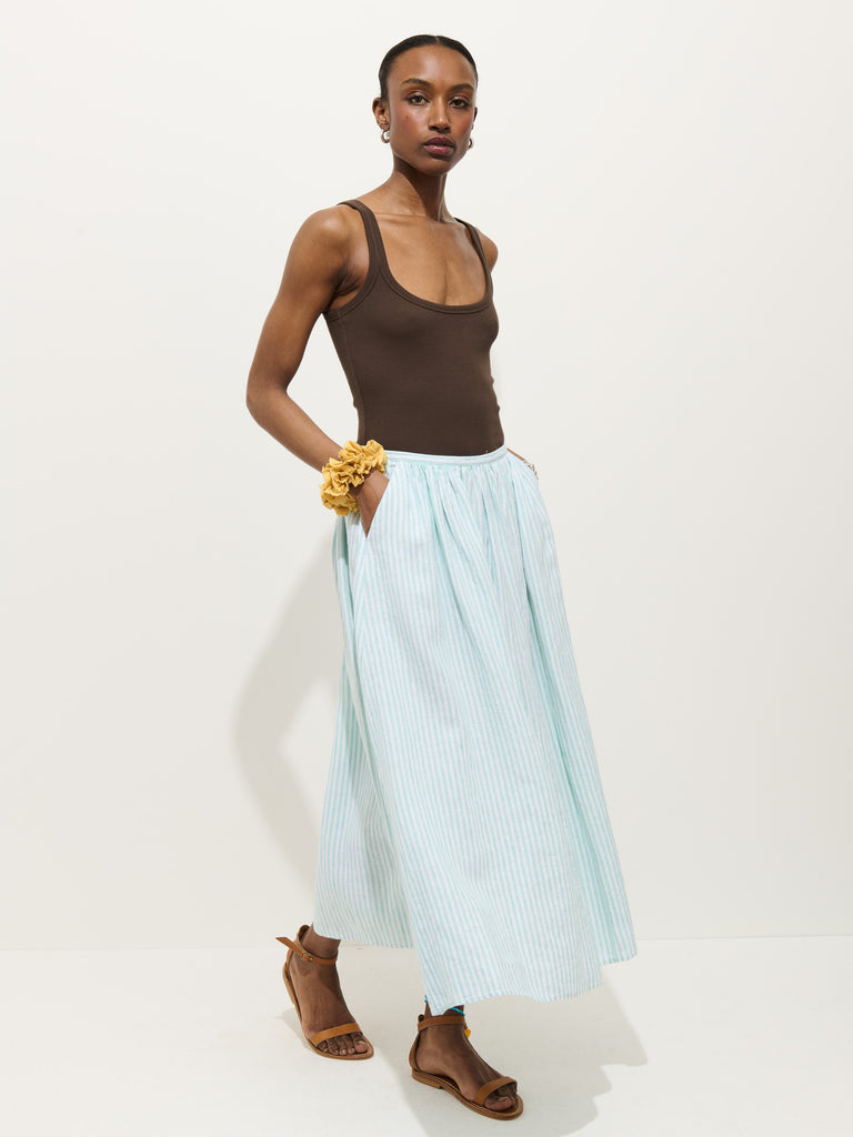 Sarah Striped Skirt In Linen from Alex Mill - $185