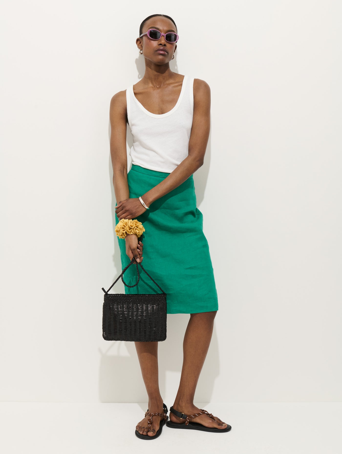 Maya Pencil Skirt In Linen