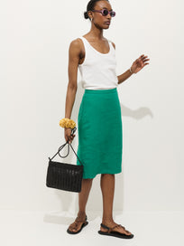 Maya Pencil Skirt In Linen