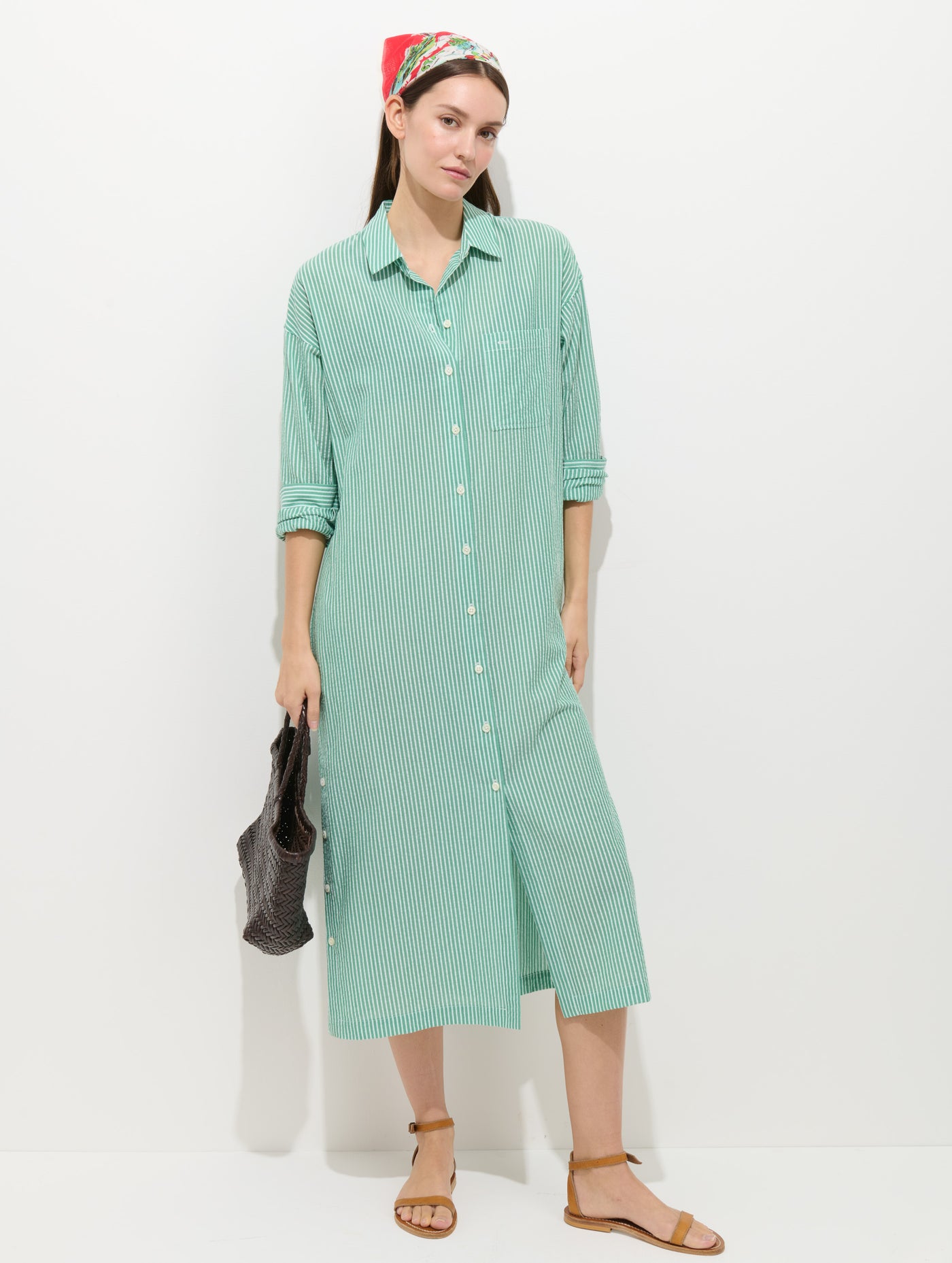 Kerry Shirtdress In Seersucker Green/White / SM | Alex Mill Kerry Shirtdress In Seersucker Green/White / SM | Alex Mill