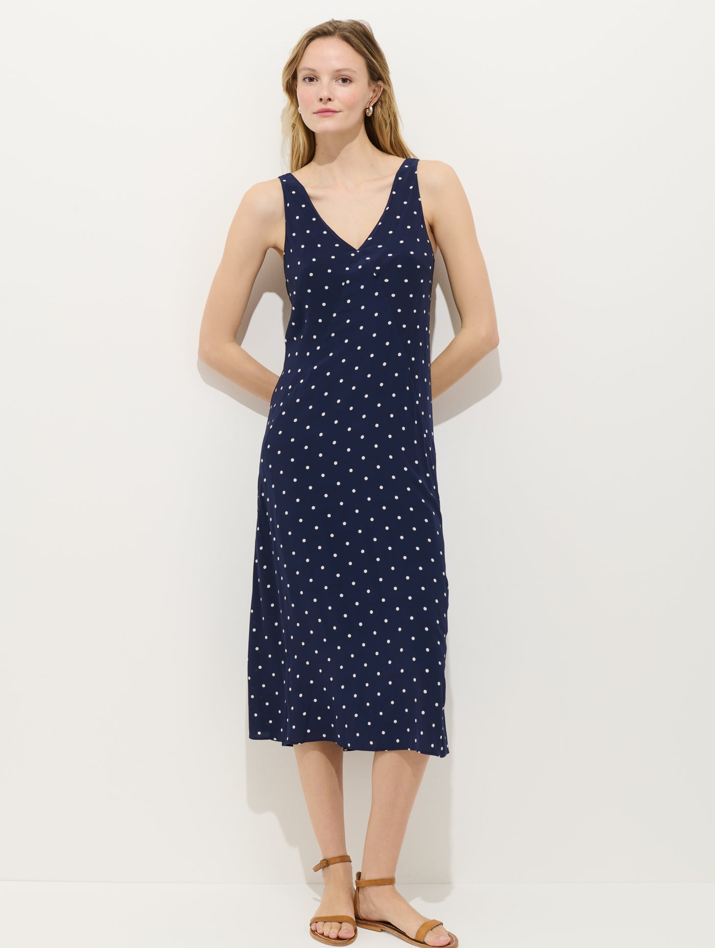 blue flora dress Flora Dress In Polka Dot Navy/White / SM