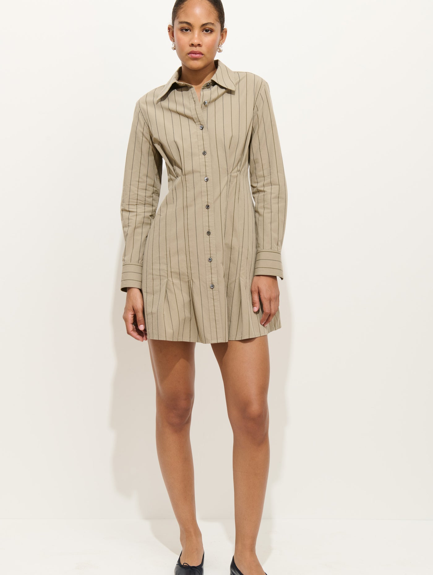 Camille Striped Shirtdress In Cotton Poplin