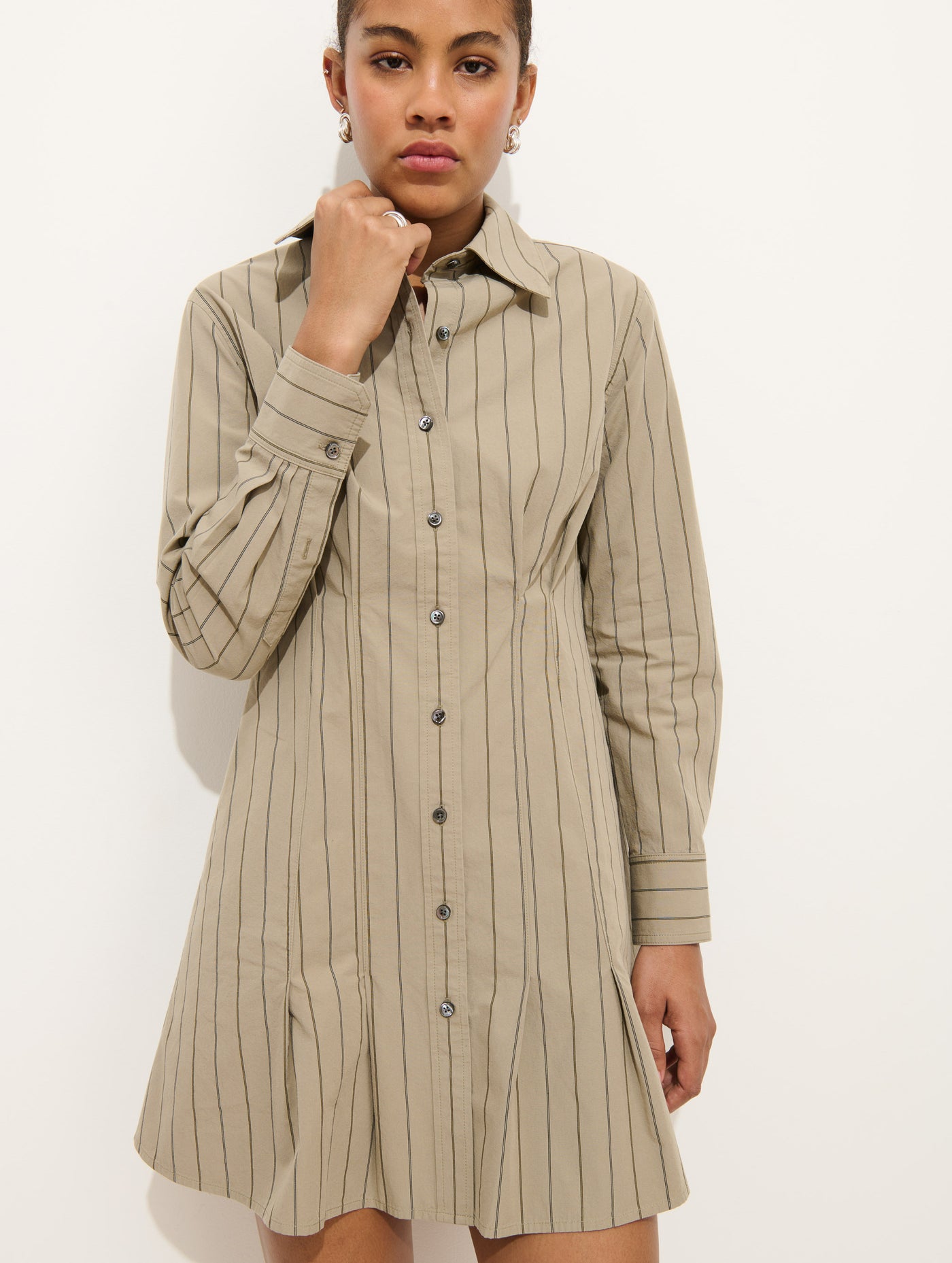Camille Striped Shirtdress In Cotton Poplin