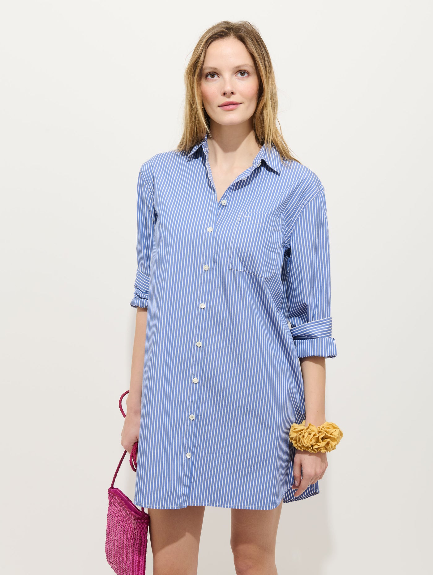 Florence Striped Shirt Dress In Poplin