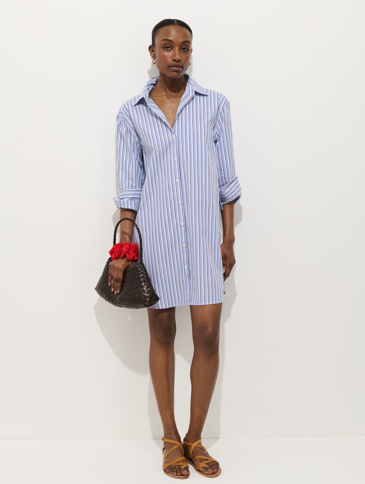 Florence Striped Shirt Dress In Poplin