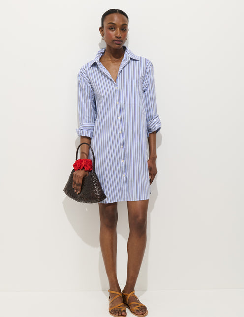 Florence Striped Shirt Dress In Poplin