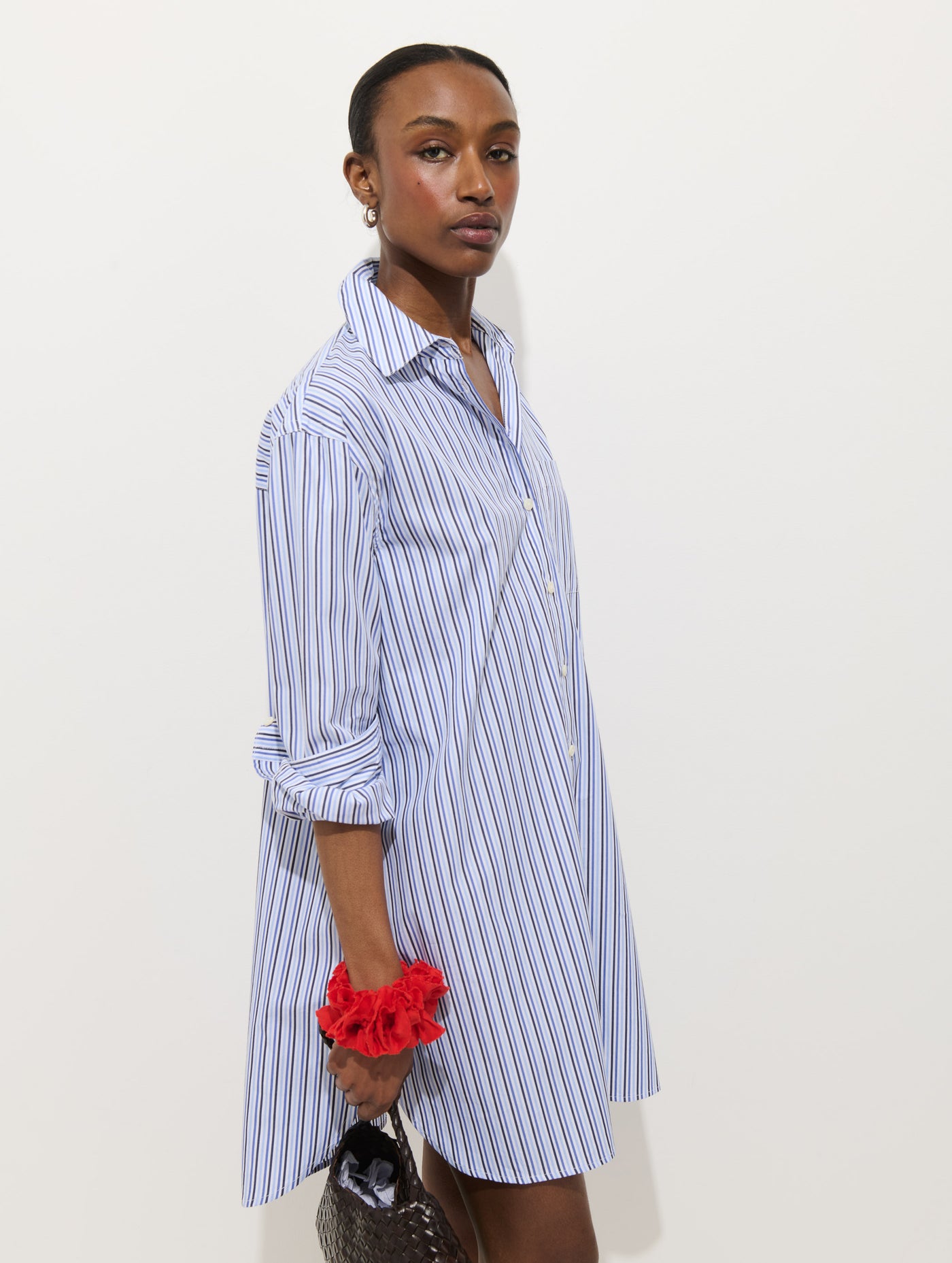 Florence Striped Shirt Dress In Poplin