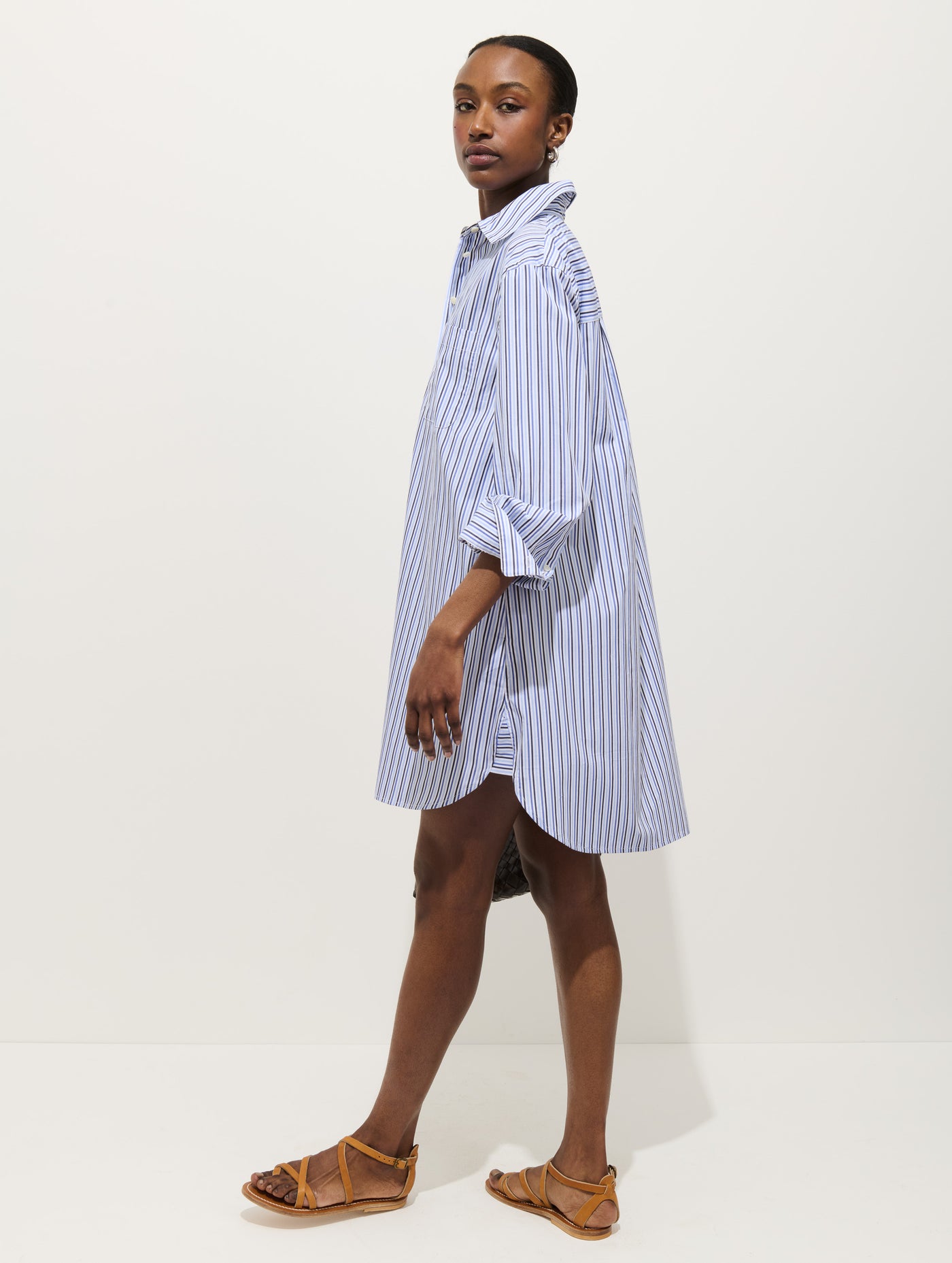 Florence Striped Shirt Dress In Poplin