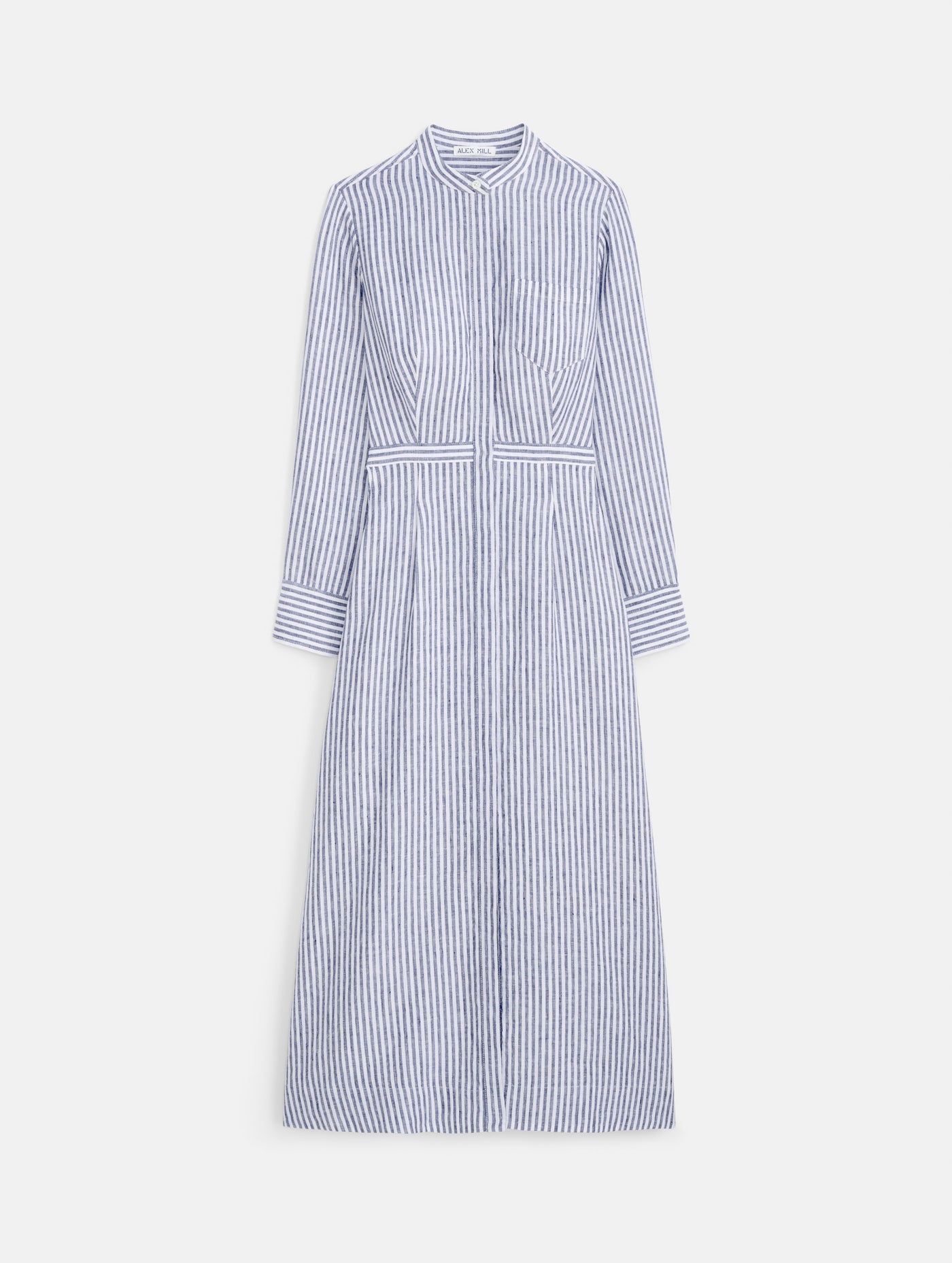 blue and white striped dress zara Isabella Striped Dress In Linen Navy/Ivory / M