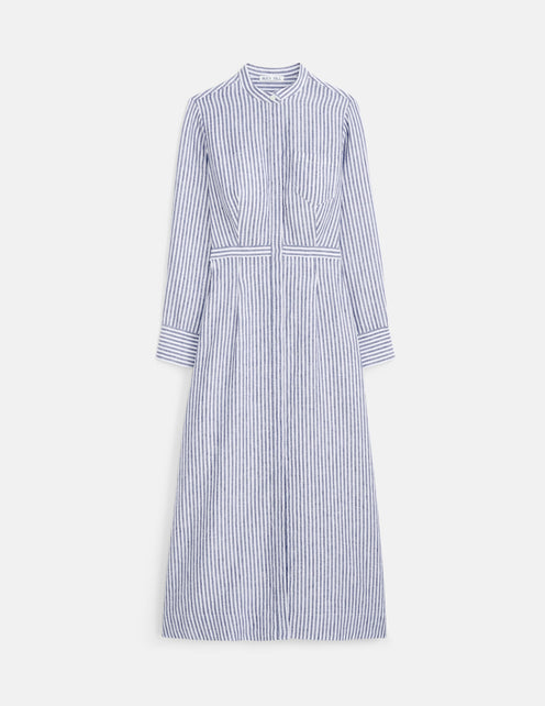 Isabella Striped Dress In Linen