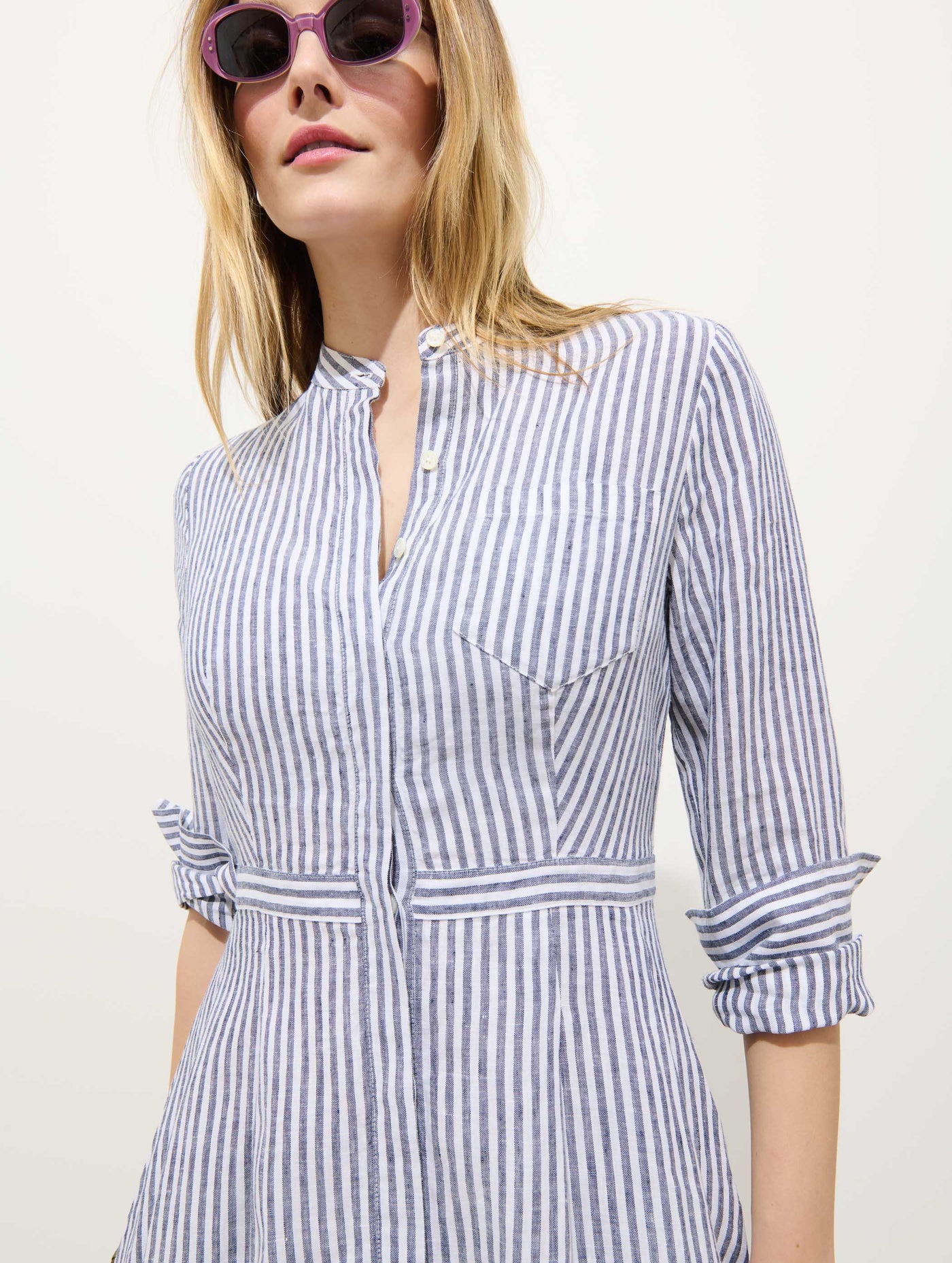 Isabella Striped Dress In Linen