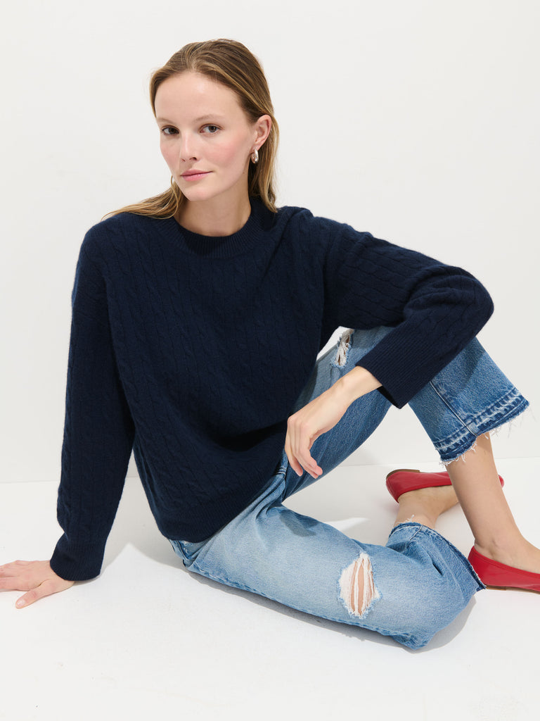 Charlie Cable Sweater In Cashmere