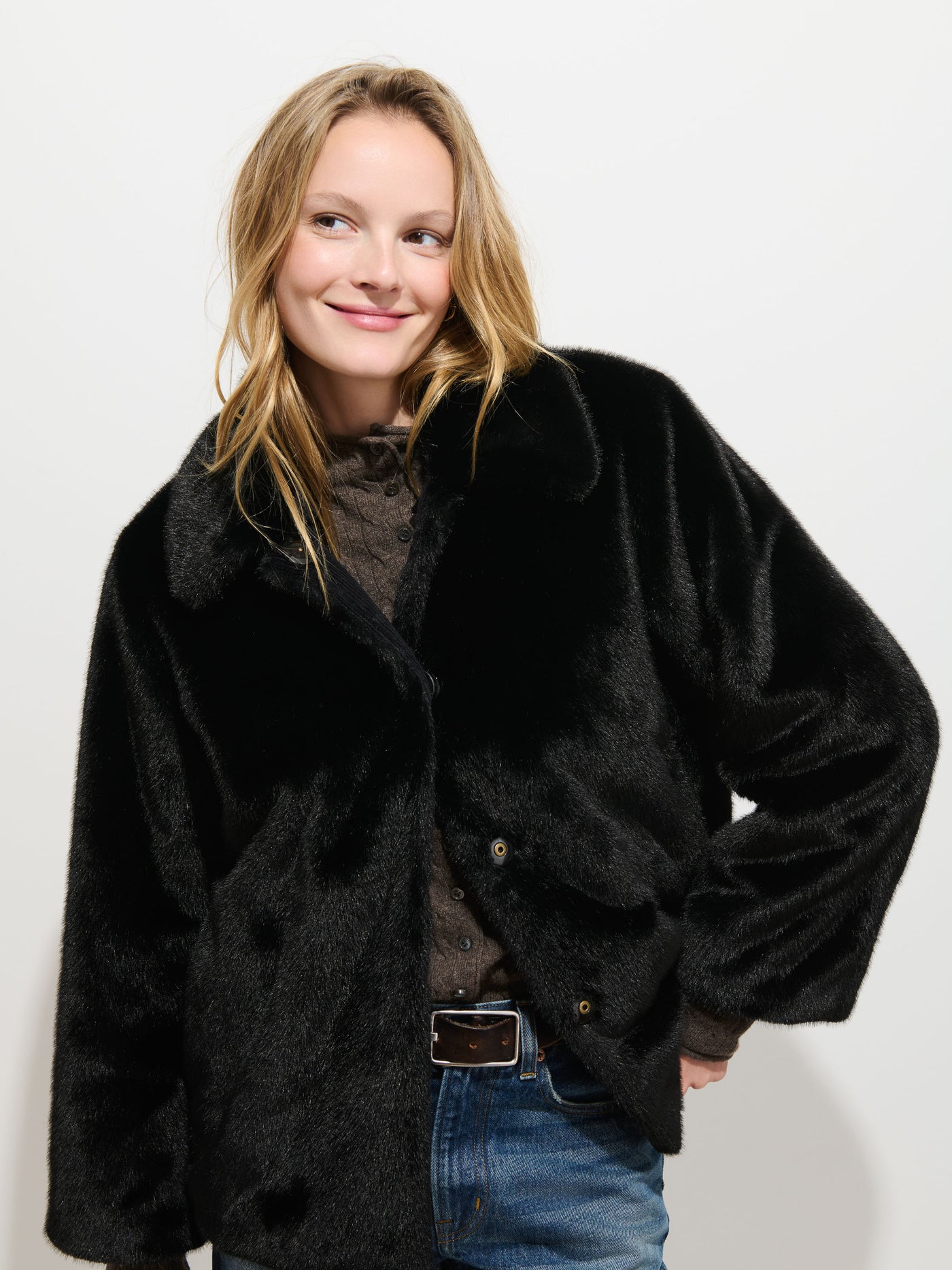 Duane St Jacket In Faux Fur