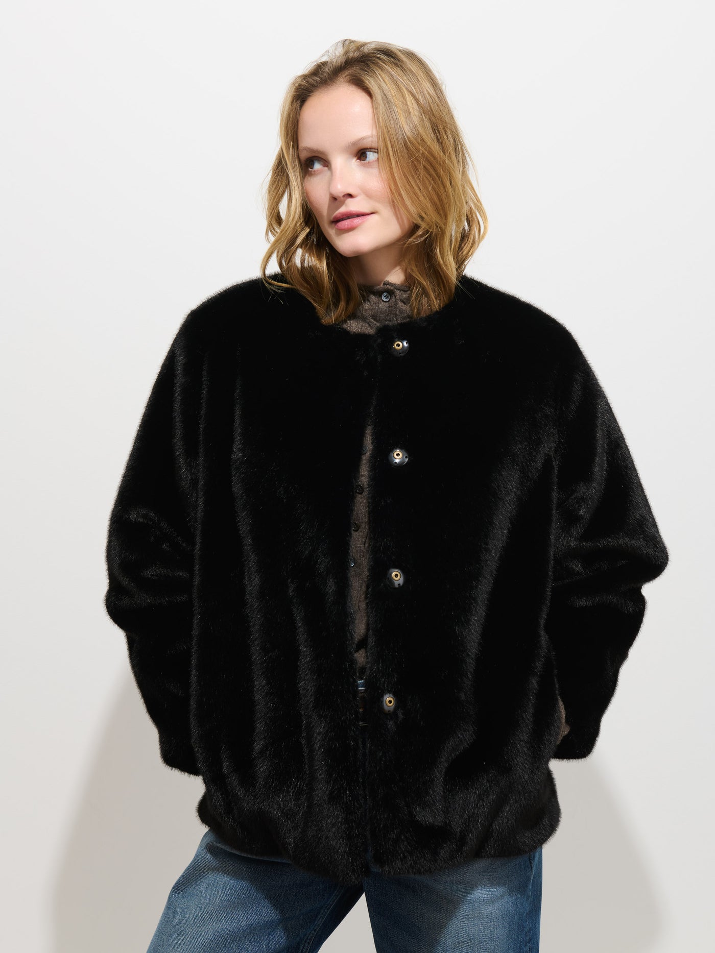 Duane St Jacket In Faux Fur