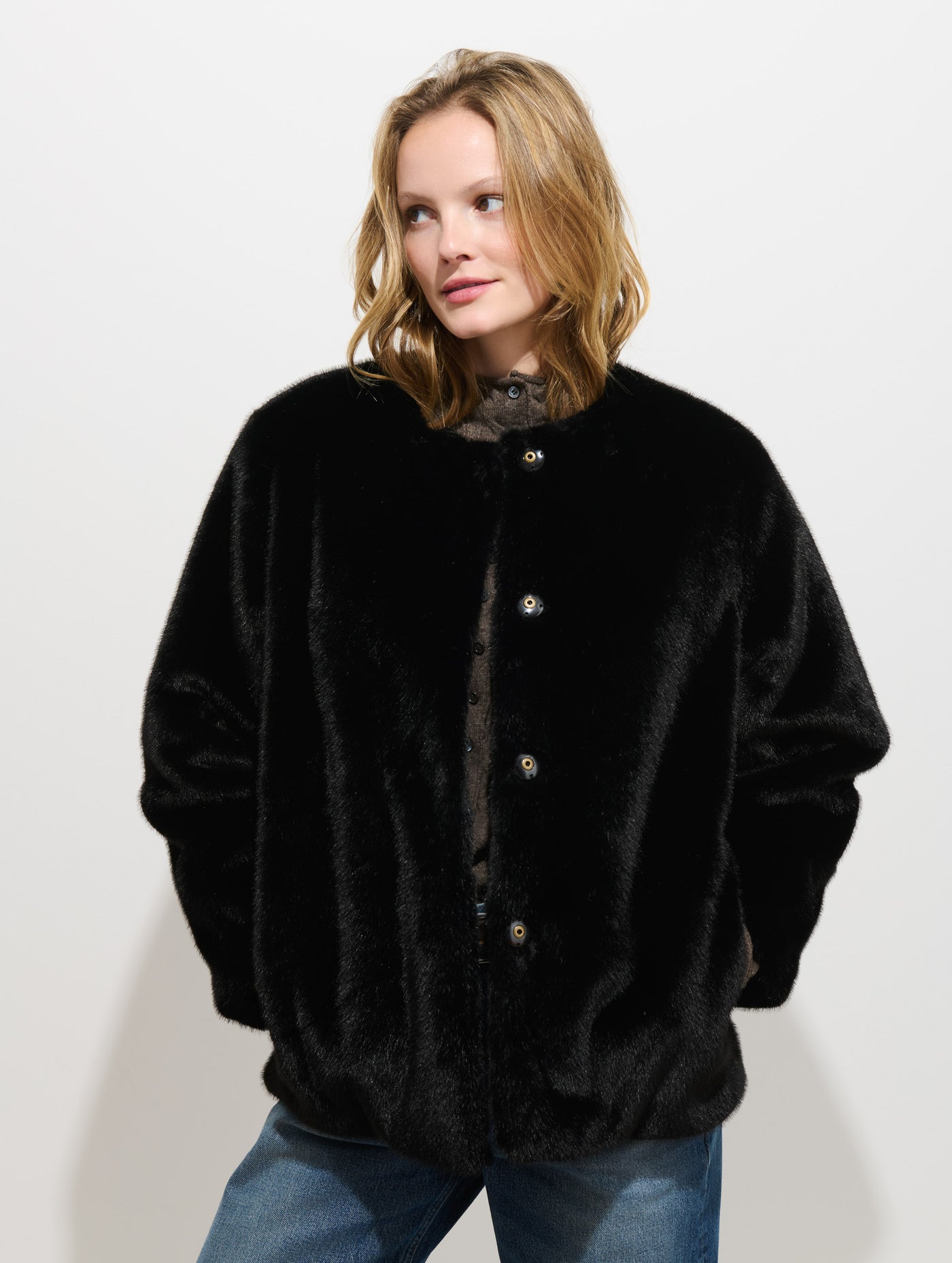 Duane St Jacket In Faux Fur