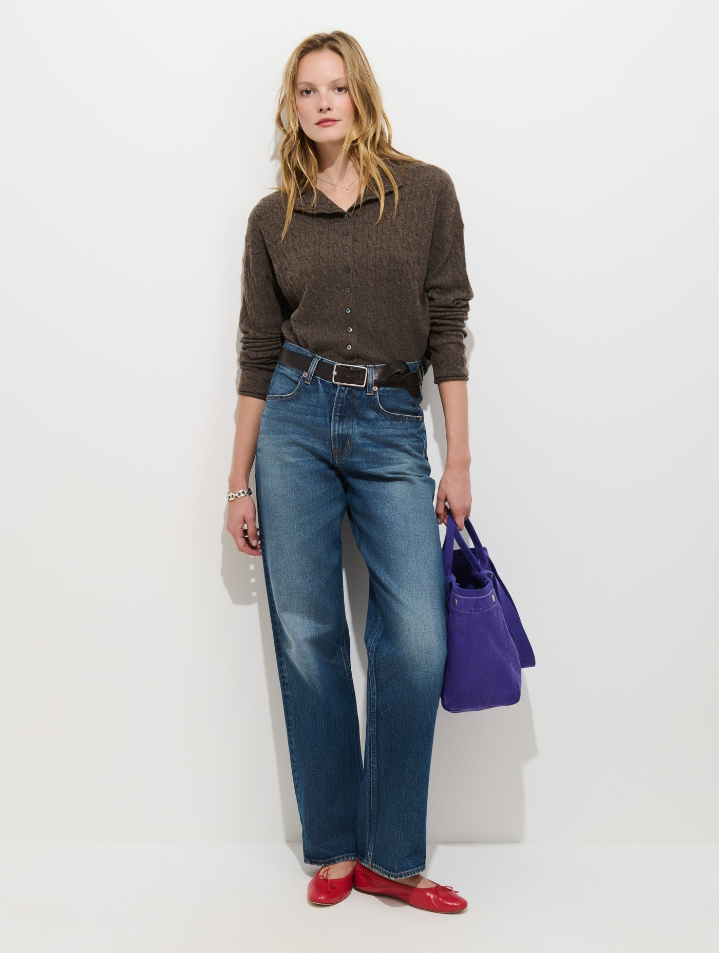 Taylor Cable-Knit Cardigan in Wool Cashmere