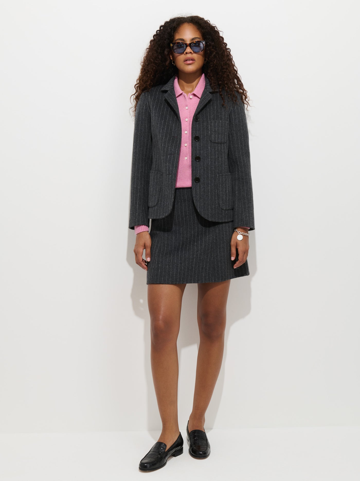 Lafayette Jacket in Pinstripe Double-Faced Wool