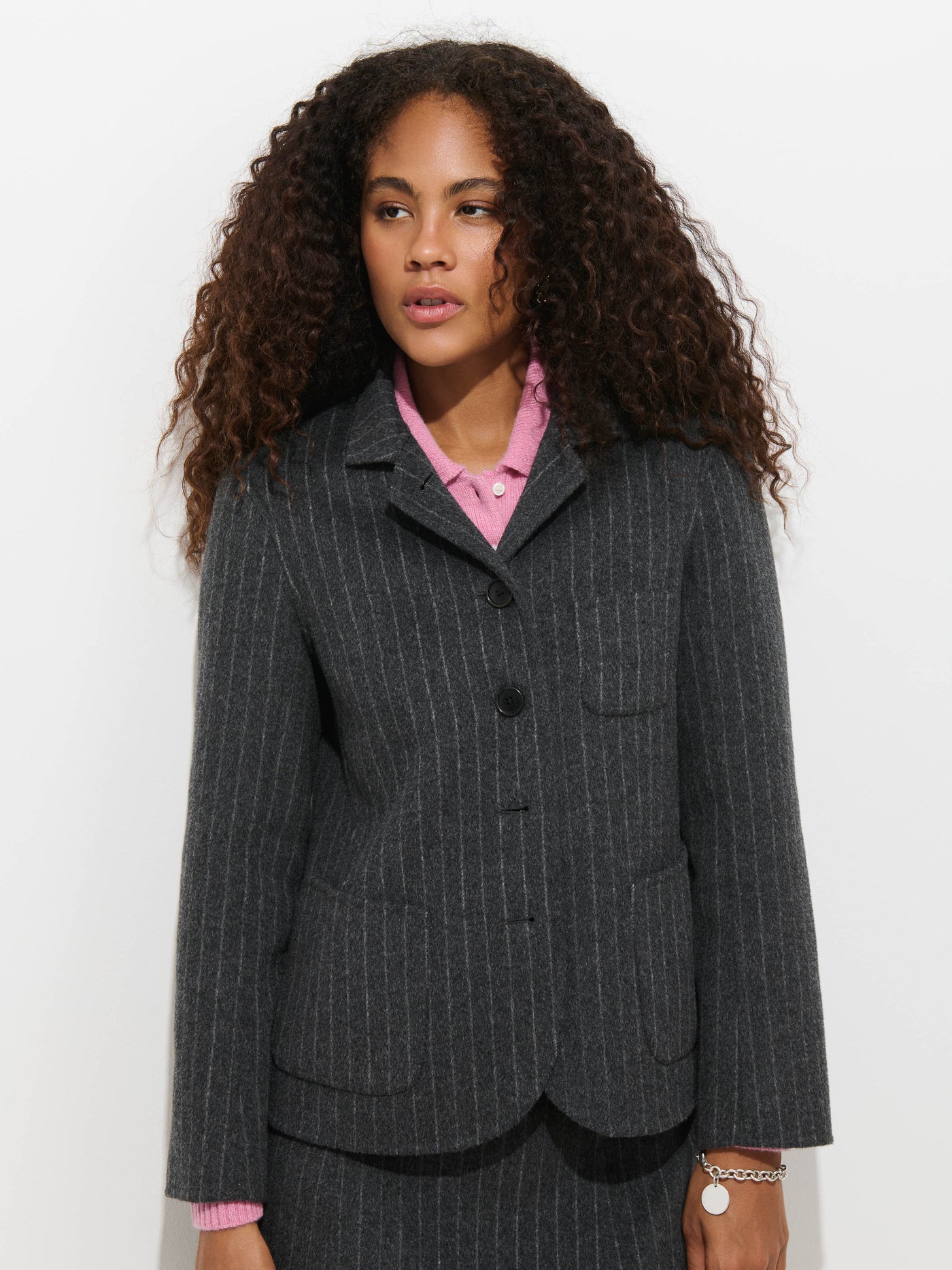 Lafayette Jacket in Pinstripe Double-Faced Wool