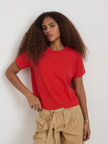 Garcon Tee In Linen Cotton In Tomato