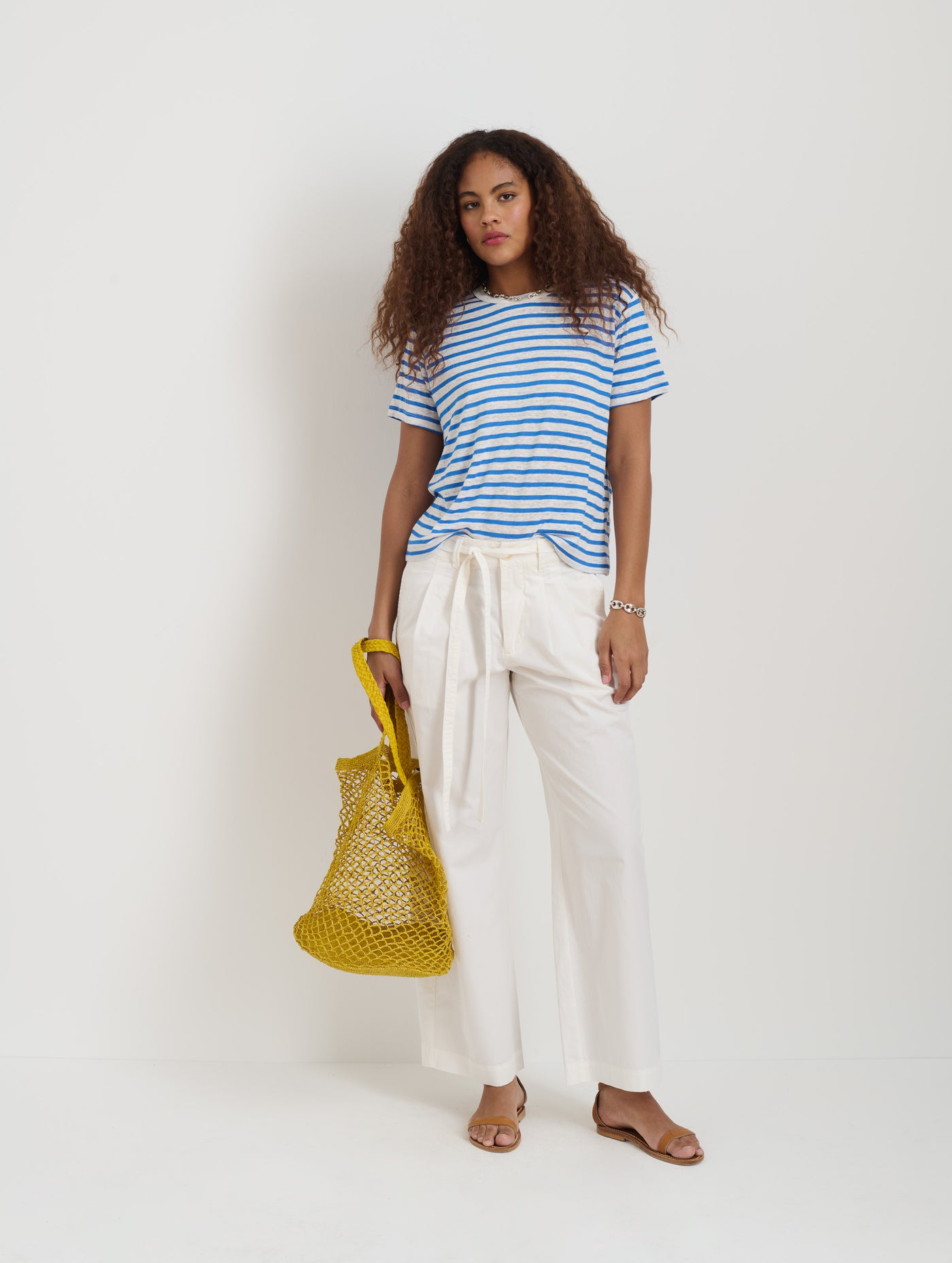 Garcon Striped Tee In Linen Cotton
