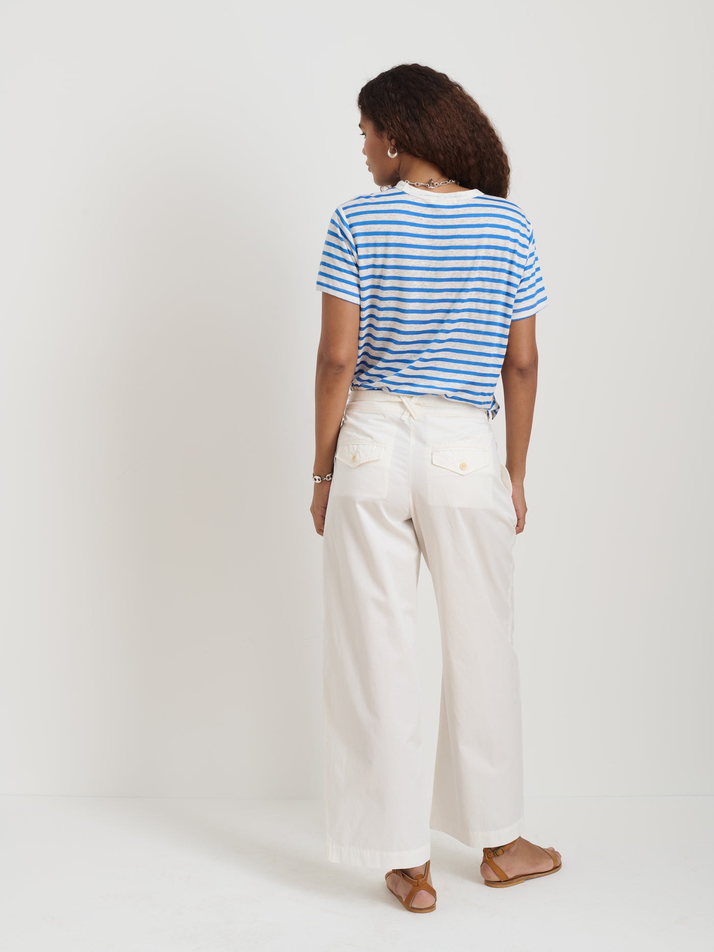 Garcon Striped Tee In Linen Cotton