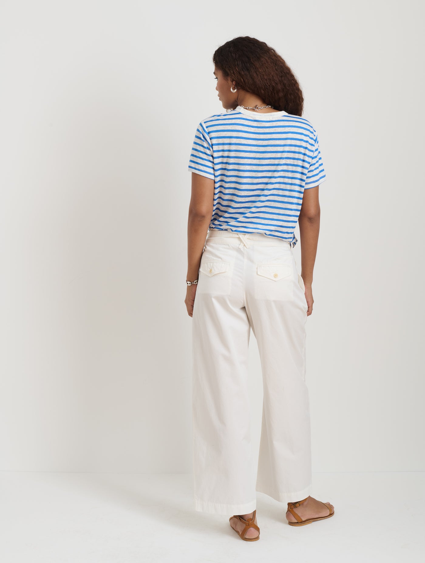 Garcon Striped Tee In Linen Cotton