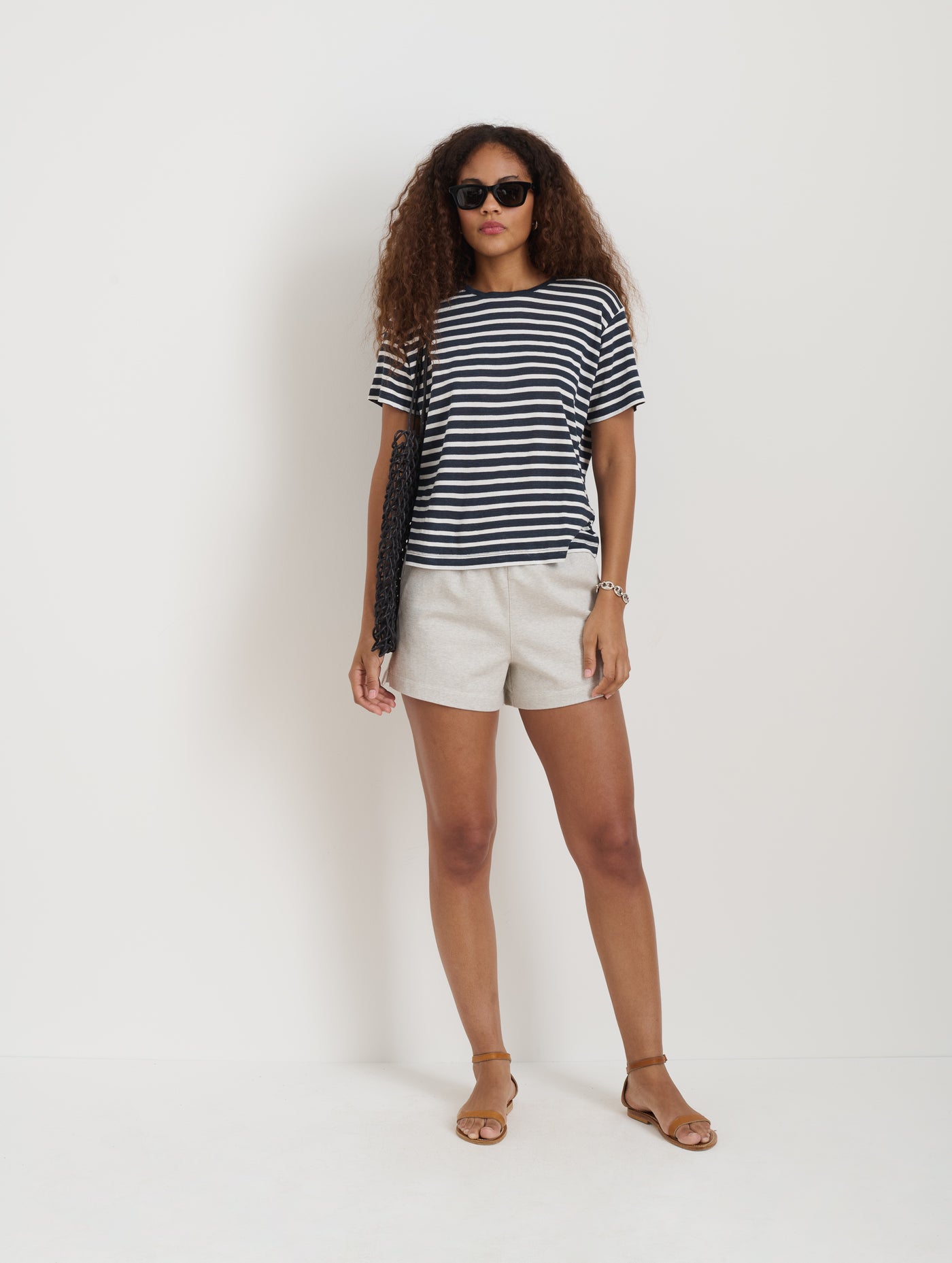 Garcon Striped Tee In Linen Cotton