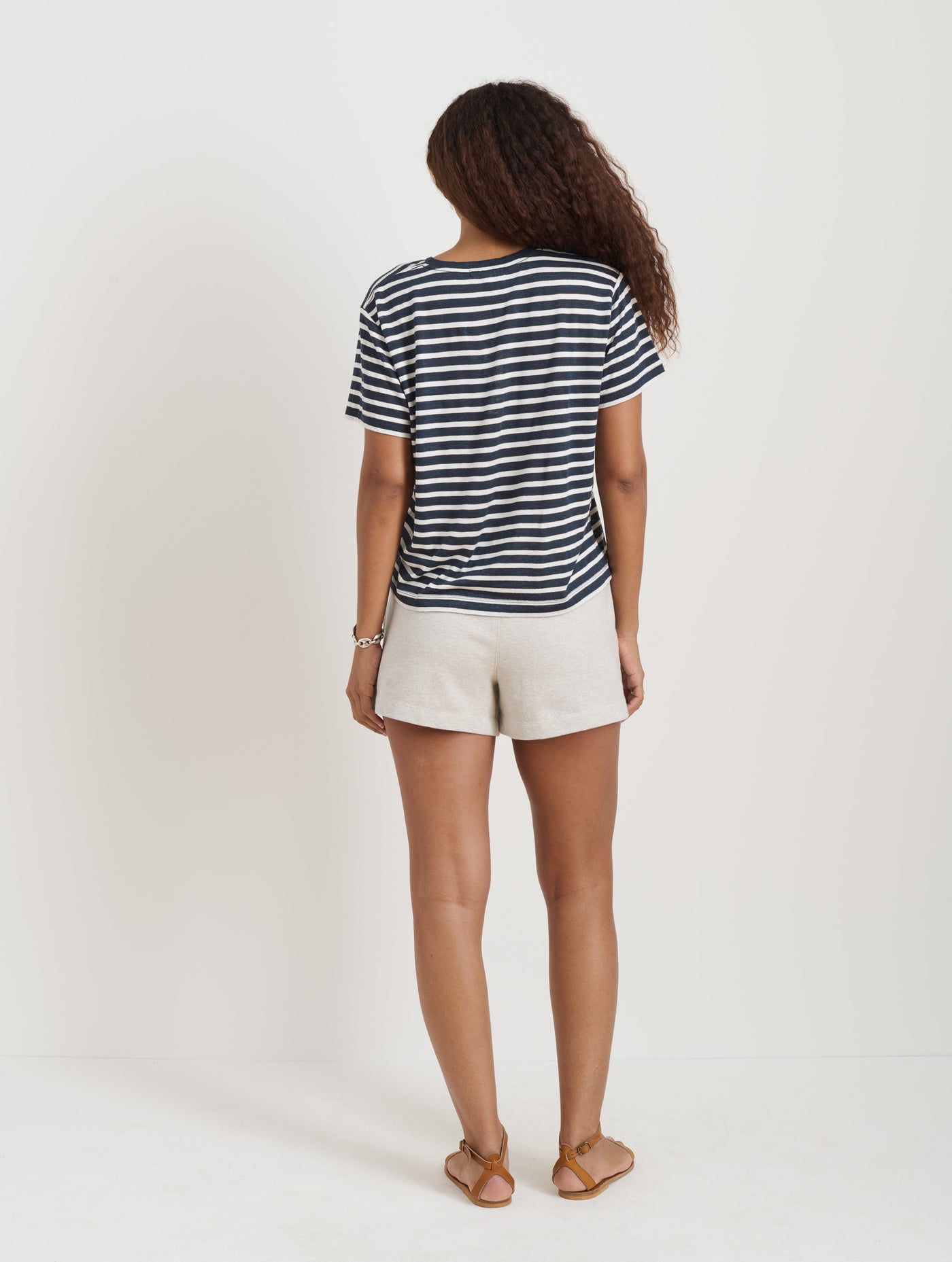 Garcon Striped Tee In Linen Cotton