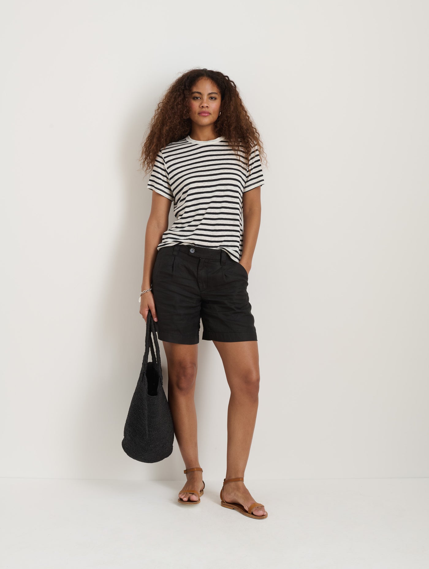 Garcon Striped Tee In Linen Cotton