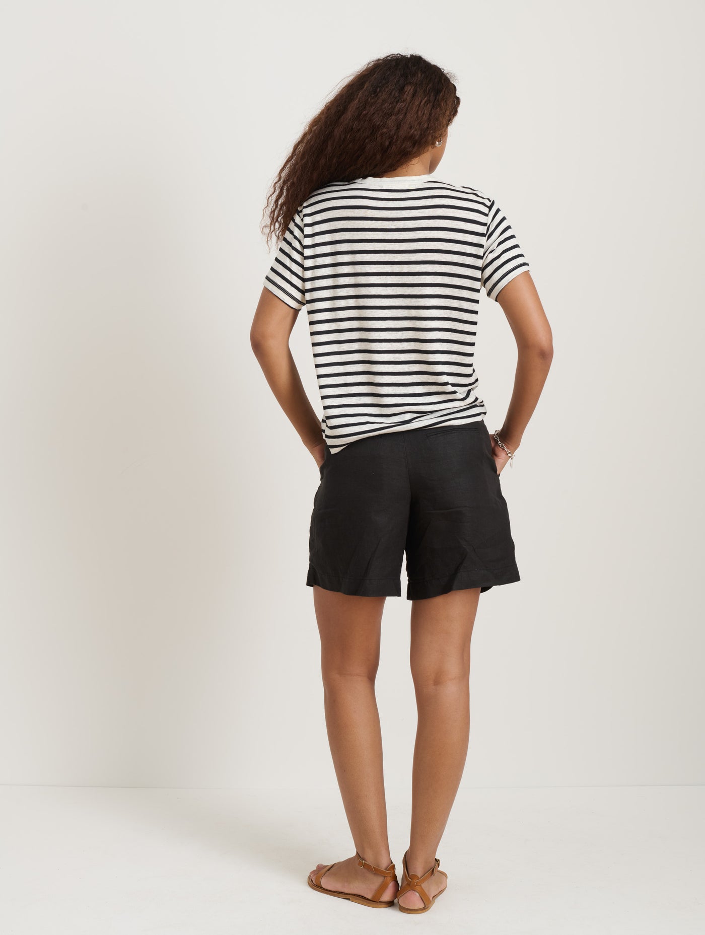 Garcon Striped Tee In Linen Cotton