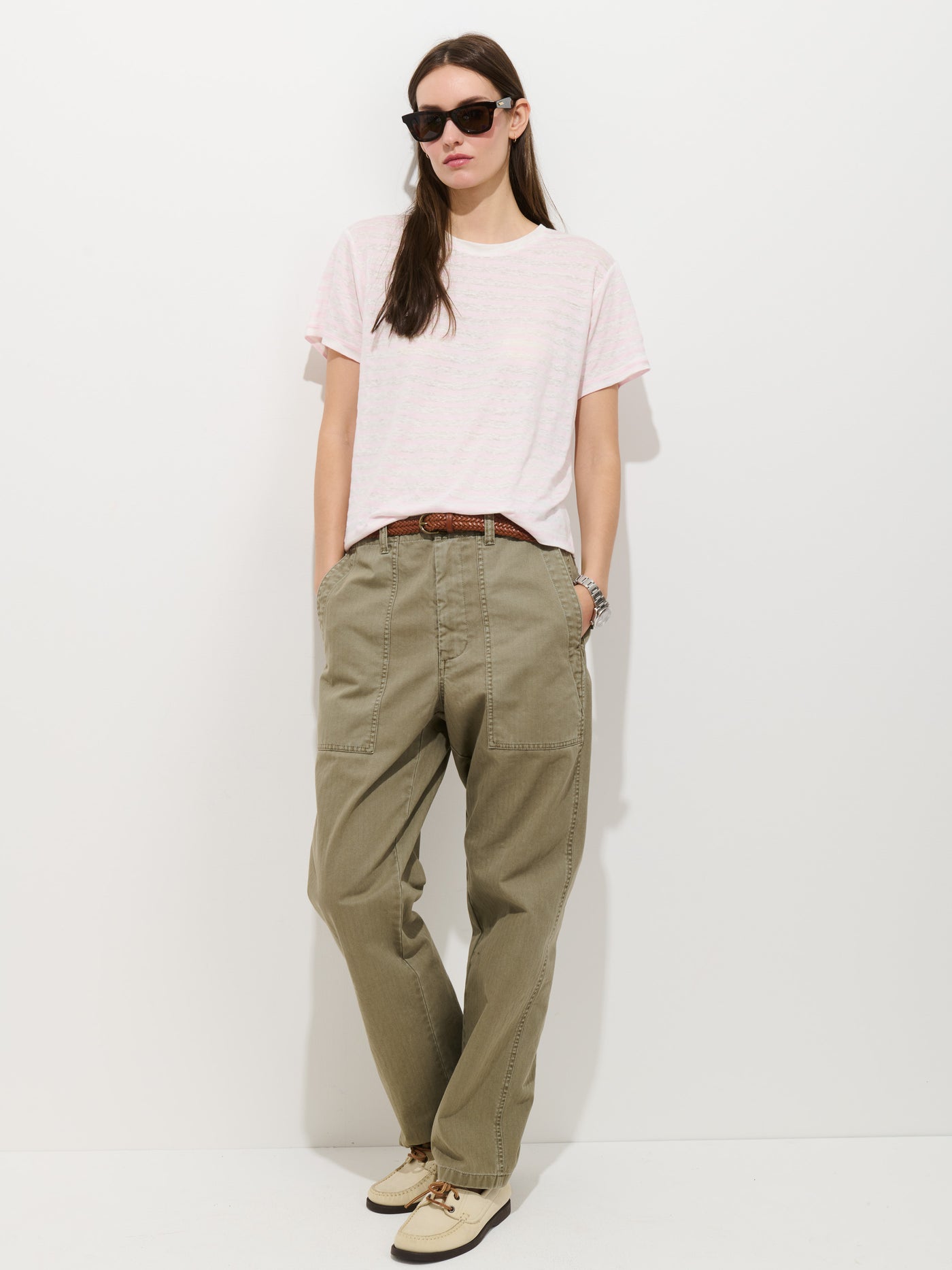 Garcon Striped Tee In Linen Cotton