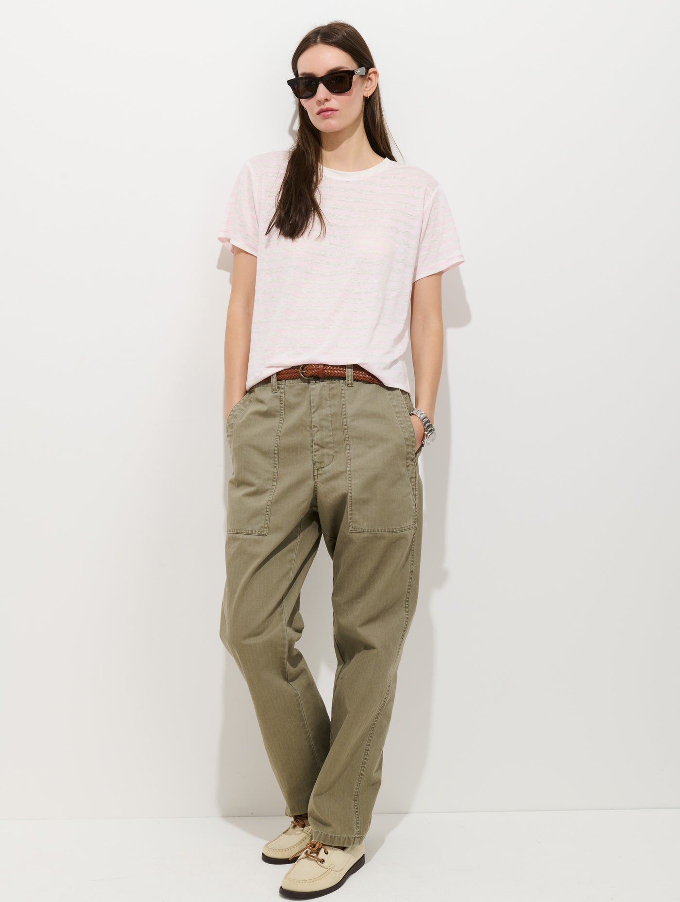 Garcon Striped Tee In Linen Cotton