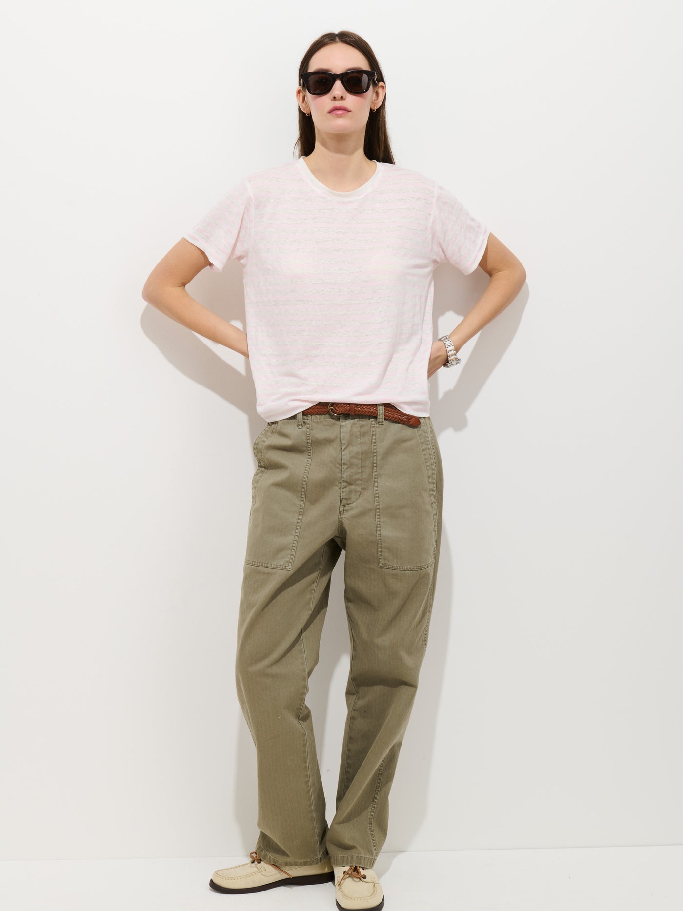 Garcon Striped Tee In Linen Cotton