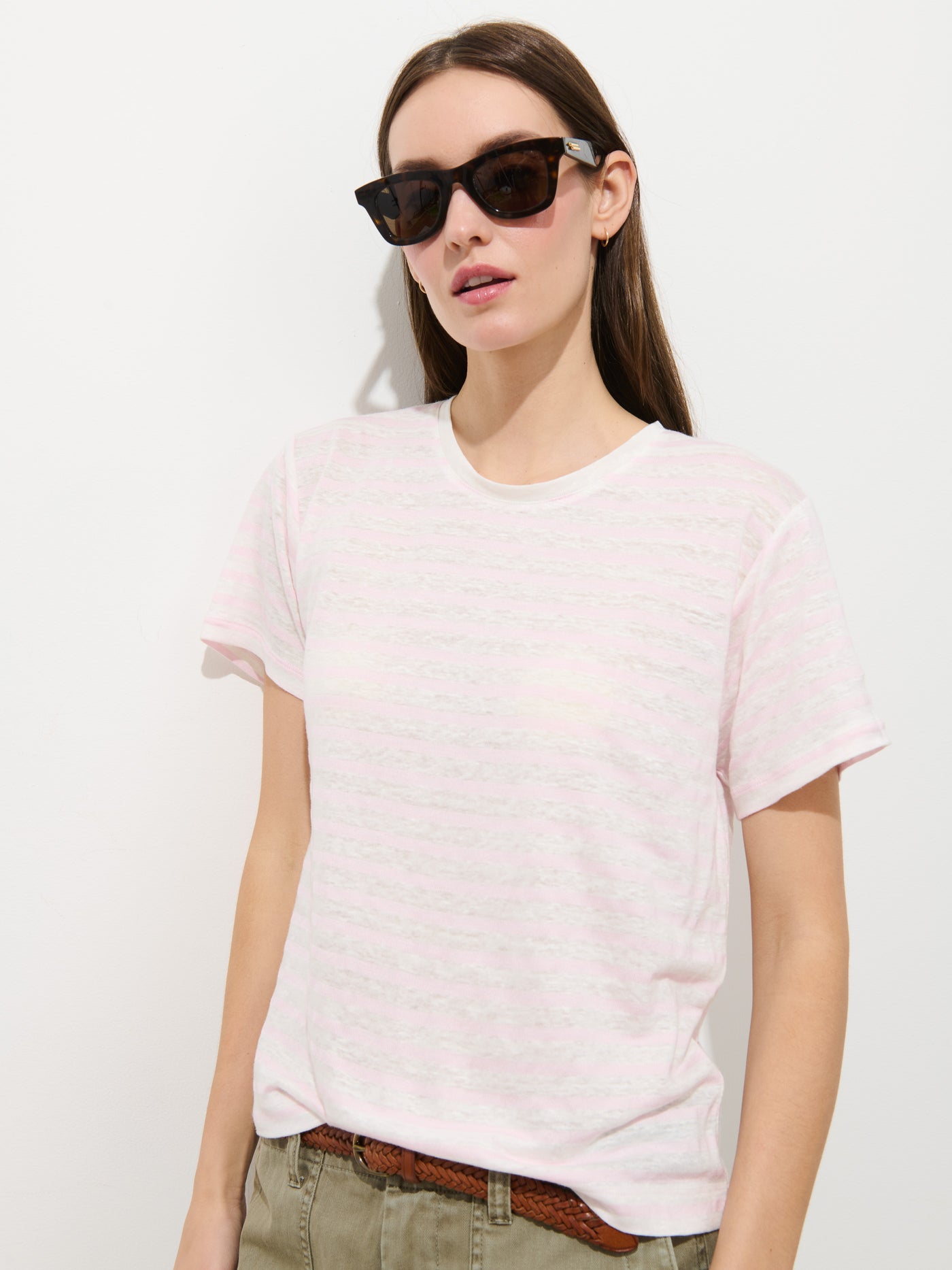 Garcon Striped Tee In Linen Cotton