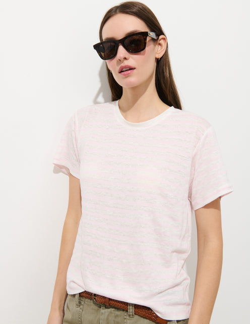 Garcon Striped Tee In Linen Cotton