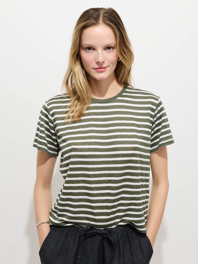 Garcon Striped Tee In Linen Cotton