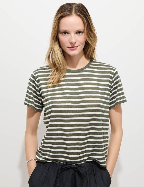 Garcon Striped Tee In Linen Cotton