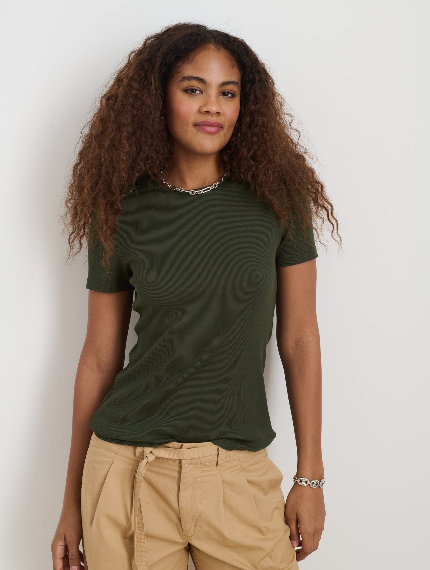 Carolyn Tee In Fine Rib
